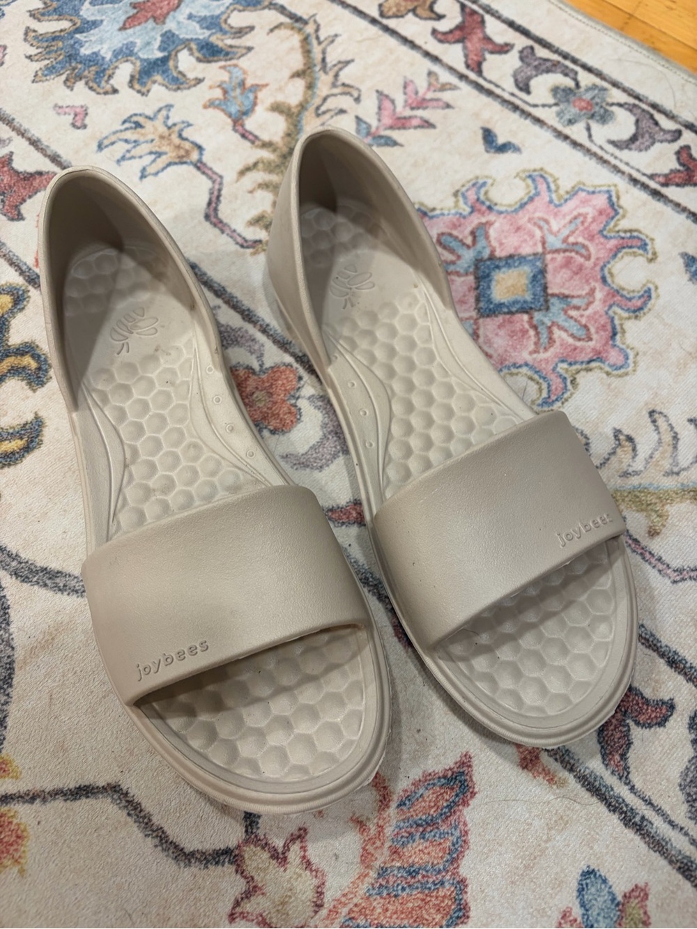 Joybees Women's Neutral Slide Sandals in Beige